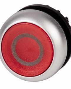 Illuminated push button front M22 labeled red M22-DL-R-X0